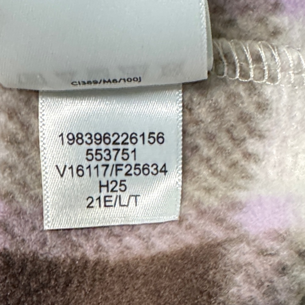 Lands’ End Anyweather Lilac & Coffee Check Fleece Shirt Jacket Size Large Tall - Picture 12 of 13
